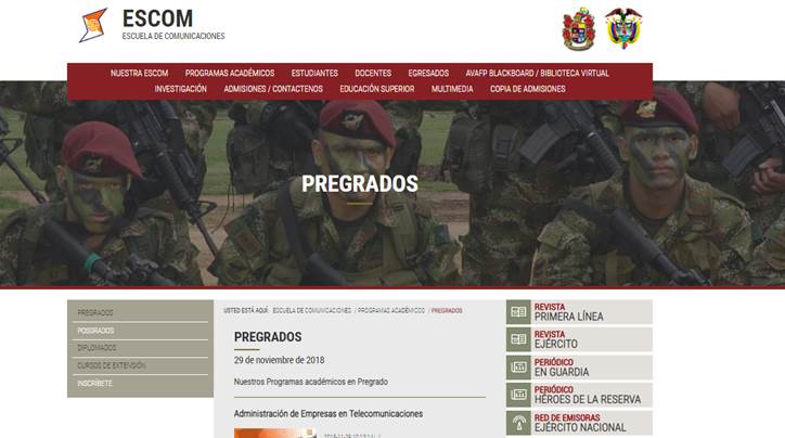 Página oficial Escuela de
Comunicaciones