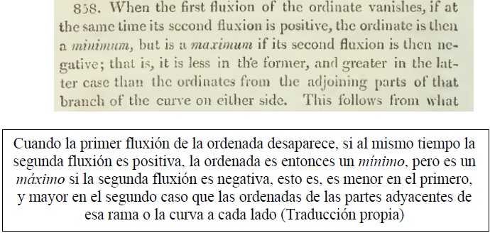 Forma en que Maclaurin presenta el criterio de la segunda derivada. (Maclaurin,
1742)
