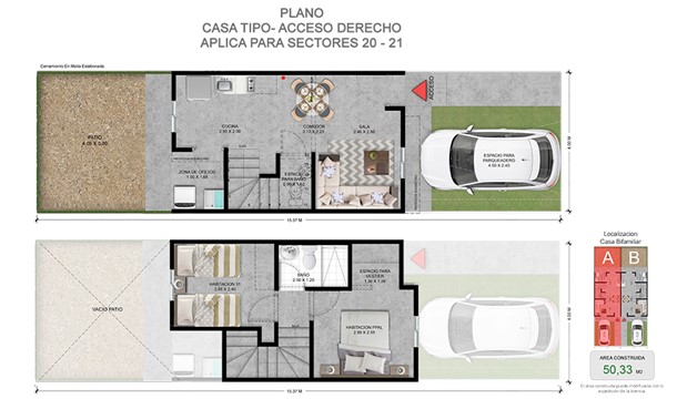 Plano del proyecto de vivienda de interés
social (Constructora Bolívar, s.f.)