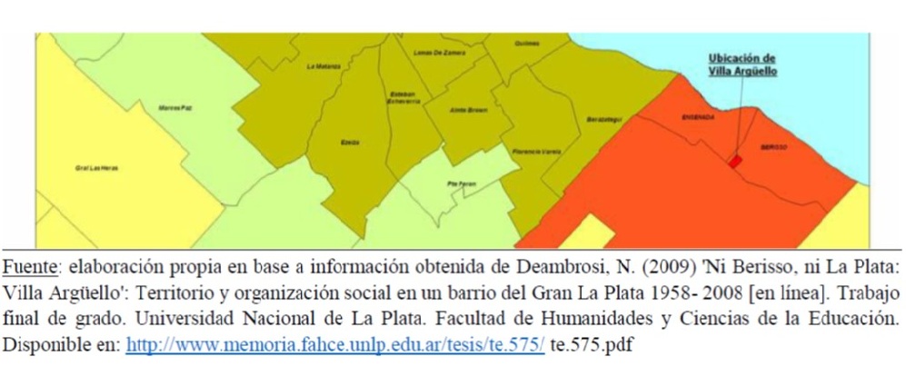 Ubicación del Barrio  Villa Argüello, Berisso, Provincia de Buenos Aires.