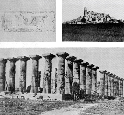 RESTAURACIÓN DEL TEMPLO E DE SELINUNTE POR
NAPOLEONE GANDOLFO. Documentación y vistas antes y después de la intervención. 