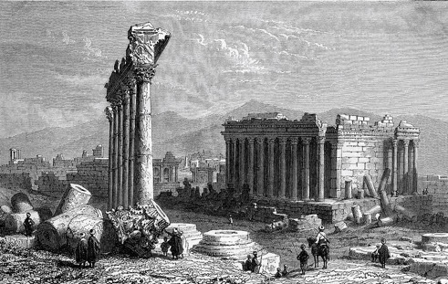 BAALBECK, L&Iacute;BANO. Grabado de Ken
Welsh.