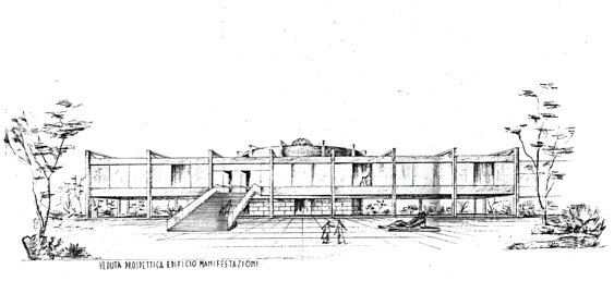 VISTA EN PERSPECTIVA DEL TEATRO D’ANNUNZIO. DIBUJO A ESCALA 1:100.