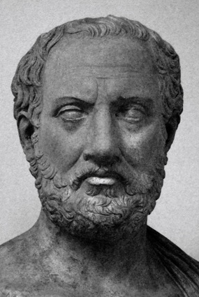 THUCYDIDES. Plaster cast bust,
Zurab Tsereteli's gallery, Moscow. 