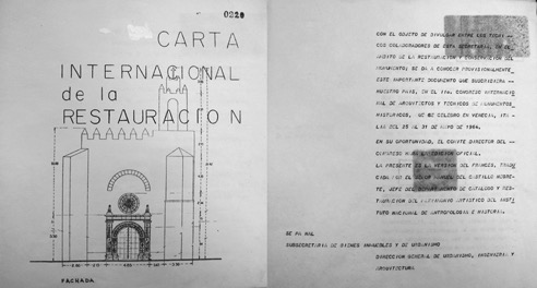 FRONT COVER. Translation of the Venice Charter, by Manuel del Castillo Negrete in 1964.