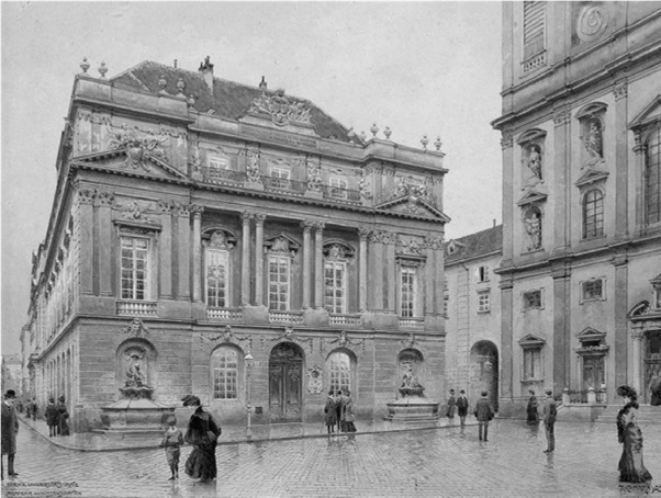 PLAZA DE LA
UNIVERSIDAD DE VIENA, ACADEMIA DE LAS CIENCIAS. Richard Moser, 1905. Acuarela.
