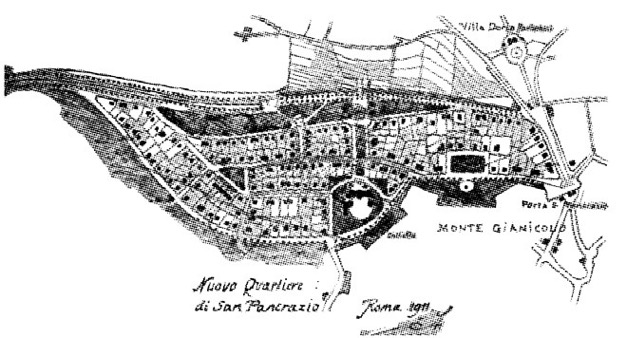 Figura
9. El barrio de Porta San Pancrazio seg&uacute;n la propuesta de St&uuml;bben.