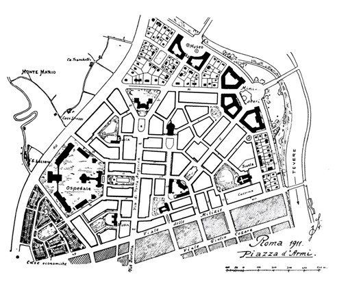 Figura 11. El
barrio de Piazza d&rsquo;Armi seg&uacute;n la propuesta de St&uuml;bben.