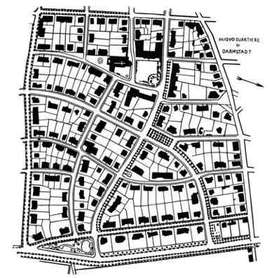 Figura 4.
Barrio habitacional moderno (arquitecto Puetzer) (de Sitte, op. cit. Tav. 1).