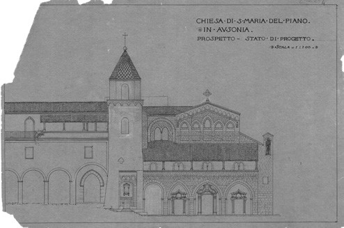 Figura
3. Alzado de la nueva fachada de Ausonia, Santa Mar&iacute;a del Piano.