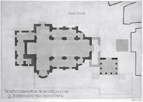 Figure 1. Plan of Cori, with the liberated Roman remains.