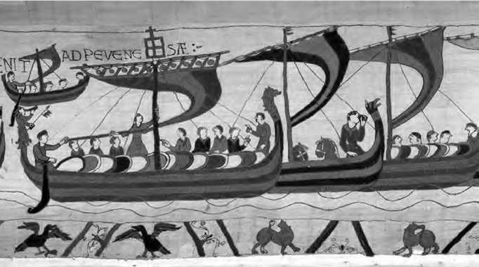 DETALLE DEL TAPIZ DE BAYEUX. Siglo XI.