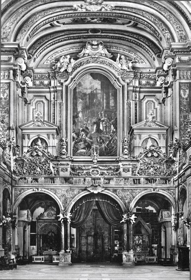 SANTA CHIARA, NAPLES. Interior of the church before 1943.