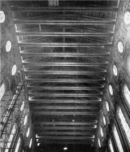 SANTA CHIARA, NAPLES. Wooden ceiling during the reconstruction.
