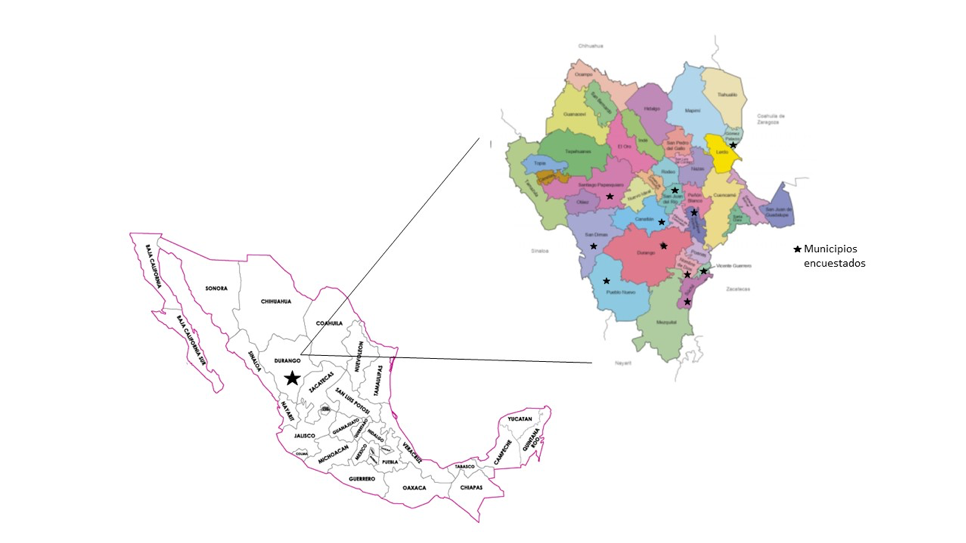 Localizaci&oacute;n del estado de Durango, M&eacute;xico