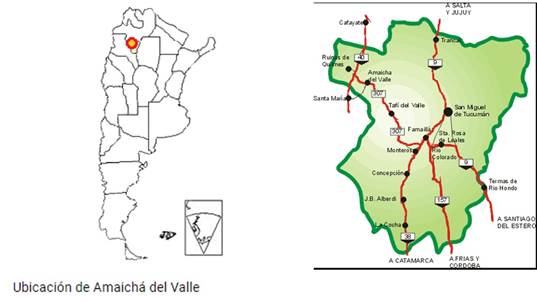 Mapa de ubicaci&oacute;n de Amaicha del Valle, Tucum&aacute;n