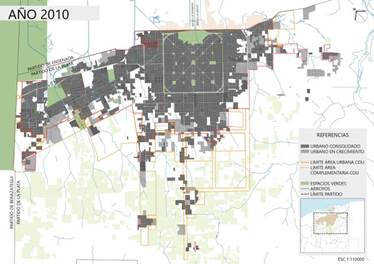 Urbano consolidado y en crecimiento, año 2010