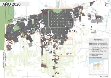 Urbano consolidado y en crecimiento, año 2020
