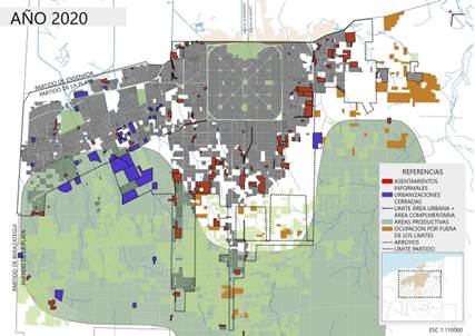 Formas residenciales predominantes en la expansión y ocupación de área rural, año 2020