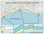 Zona de estudio y área de inundación a lo largo de la Av. Miguel Alemán, 2020