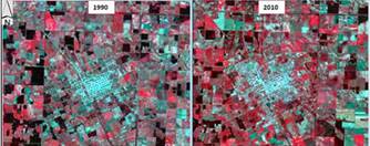 Visualizaci&oacute;n del ejido urbano de Juan Jos&eacute; Castelli, 1990-2010