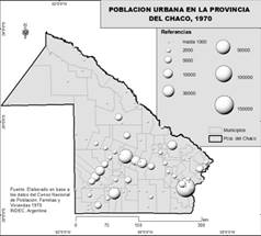 Poblaci&oacute;n urbana en la provincia del Chaco, 1970