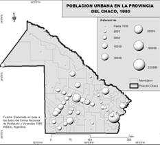 Poblaci&oacute;n urbana en la provincia del Chaco, 1980