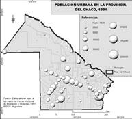 Poblaci&oacute;n urbana en la provincia del Chaco, 1991