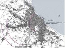Localización del límite administrativo de Capital Federal y las tres escalas de planeamiento: urbana, metropolitana y regional