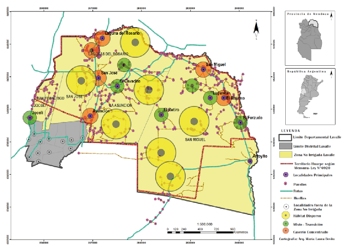 Mapa del área de estudio. Análisis de hábitat disperso-concentrado