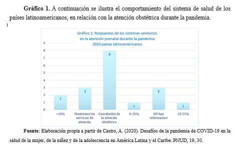 A continuación se ilustra el comportamiento del sistema de salud de los países latinoamericanos, en relación con
la atención obstétrica durante la pandemia.