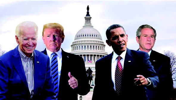 De derecha a izquierda: Bush 43 a Biden.