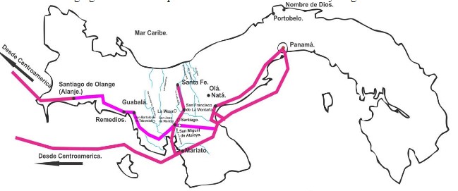 Rutas terrestres y marítimas en el Siglo XVII. 

Fuente: 
