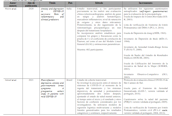 Resumen de las investigaciones 


