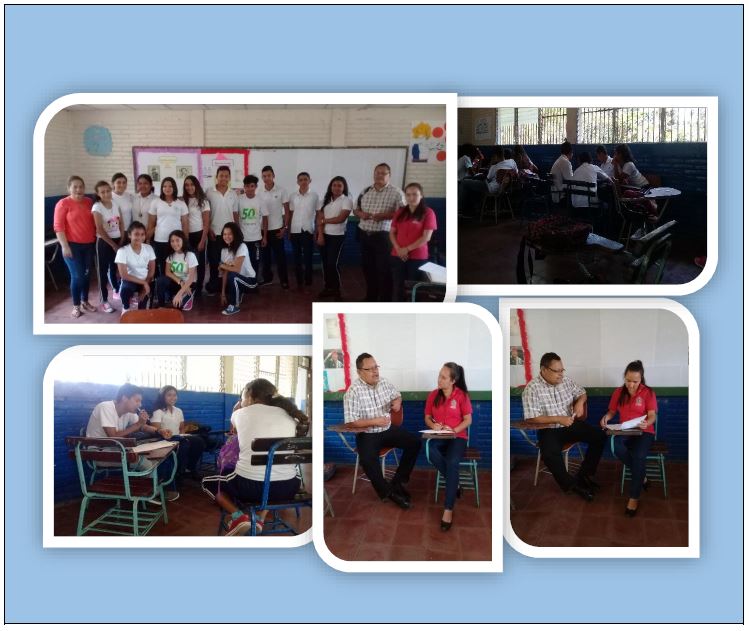  refleja la primera interacción didáctica presencial, en el margen  inferior derecho  se  observa  al docente respondiendo entrevista  en los  laterales inferior izquierdo y  superior derecho se puede visualizar a los estudiantes resolviendo guías de  trabajo.