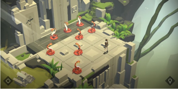 Nivel 1 del primer libro del juego Lara Croft Go.
