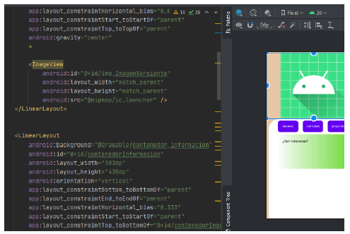 Uso de XML para la creación de las pantallas.