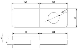 Esquema de soporte de perfil delgado (dimensiones en mm).
