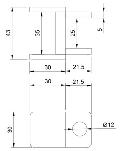 Esquema de soporte de perfil grueso (dimensiones en mm).