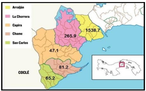 Densidad de población de Panamá Oeste, año
2014