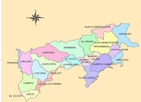 Corregimientos dentro de la
cuenca del Río Caimito