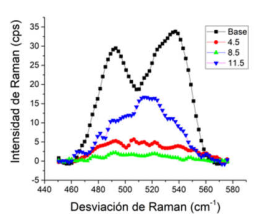 Espectro de Raman de la región 450-575 cm-1.
