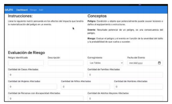 Formulario de Recolección de datos para evaluar riesgos diseñado para los municipios de Panamá. 

 