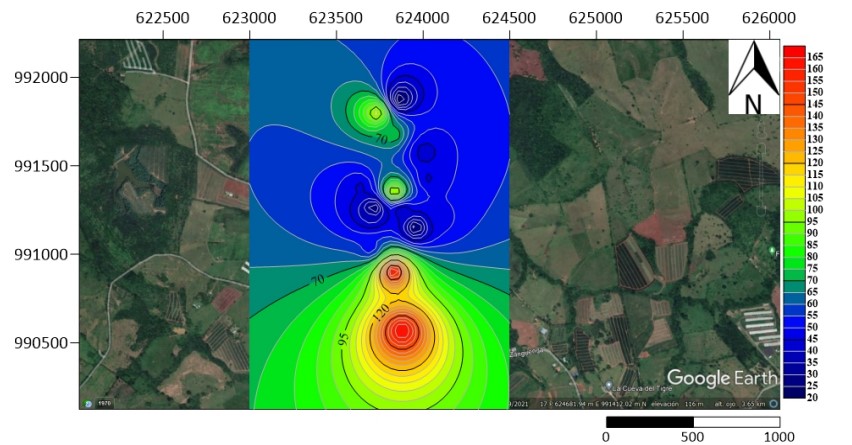  Mapa Geoquímico de Conductividad eléctrica en suelos y sedimentos en µS/cm.