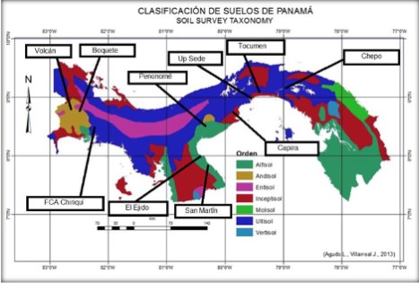 Ubicación
geográfica de los puntos seleccionados a lo largo del territorio nacional