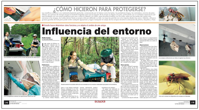 Publicación de Delfia Cortez (2013). Influencia del entorno. Diario Crítica: 

La Voz del Interior. Editora Panamá América S.A. Domingo, 29 de septiembre de 2013.