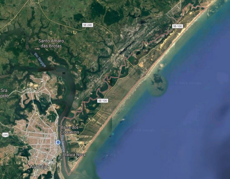 Mapa da localização da Barra dos Coqueiros