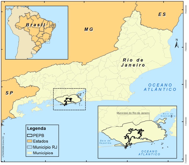 Mapa com localização do PEPB