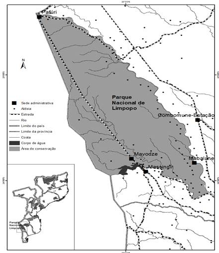 Localiza&ccedil;&atilde;o do Parque Nacional do Limpopo