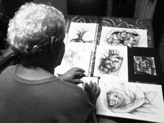 El proceso creativo del profesor Óscar Vásquez en la representación iconográfica

en donde el artista o trabajador del arte representa sus cosmovisiones y su visión
crítica de la vida. 